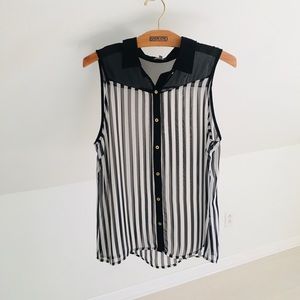 Black & White Striped Sheer Blouse